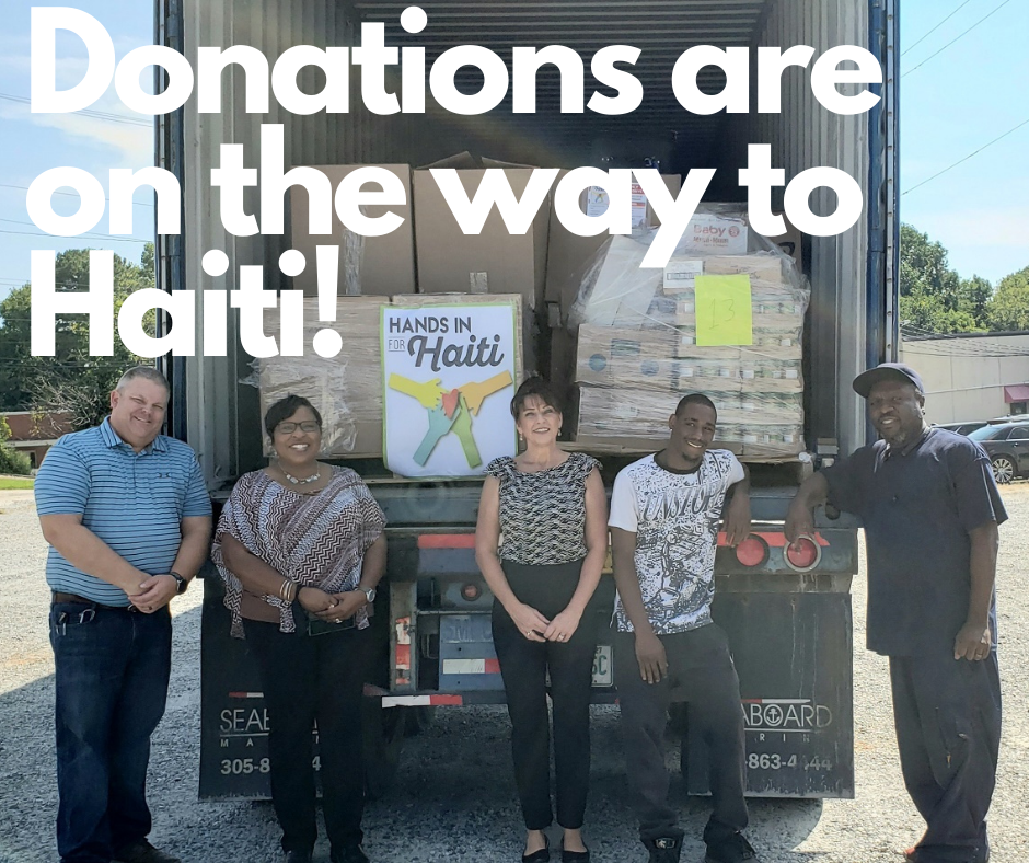 The donations on the truck that will be sent to Haiti.