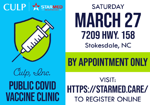 Drive-Through Covid Vaccination Clinic Open To The Public At Culp Home Fashions Stokesdale Facility