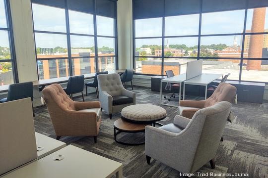 Upholstered furnishings inside the new Culp Inc design center at Congdon Yards